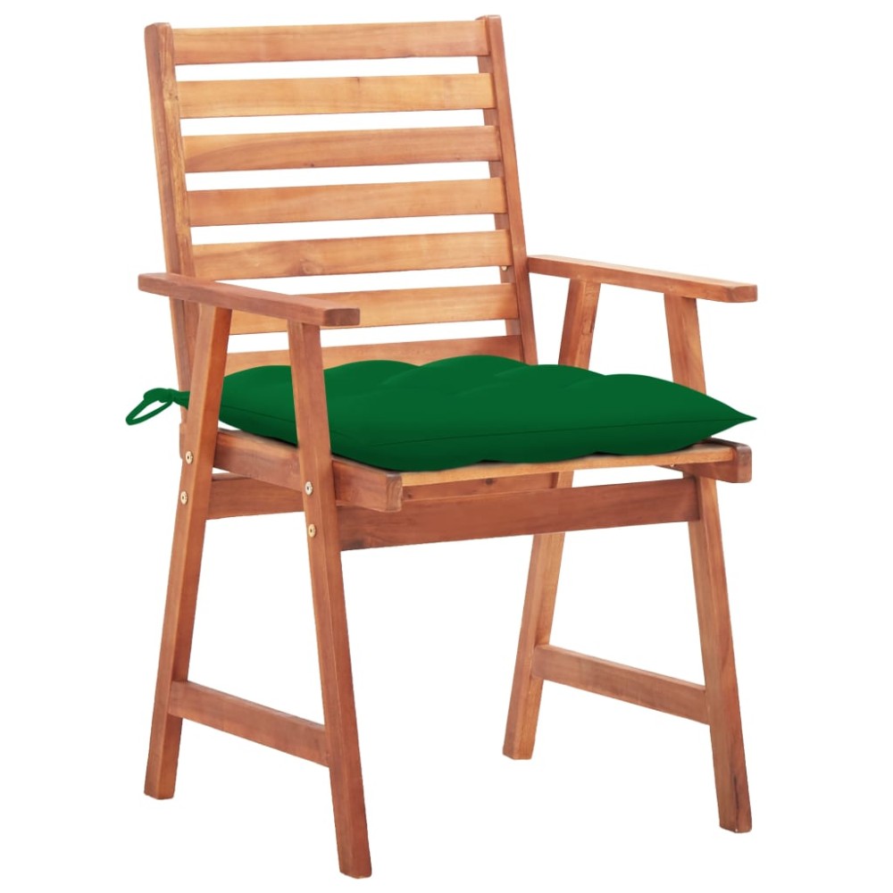 vidaXL Scaune de masă exterior cu perne, 3 buc., lemn masiv de acacia