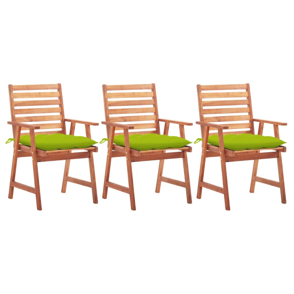 vidaXL Scaune de masă exterior cu perne, 3 buc., lemn masiv acacia