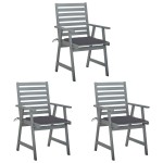 vidaXL Scaune de exterior cu perne, 3 buc., lemn masiv acacia vidaXL Scaune de exterior cu perne, 3 buc., lemn masiv acacia