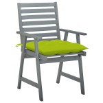 vidaXL Scaune de masă de exterior cu perne, 3 buc., lemn masiv acacia
