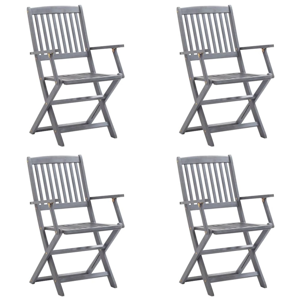 vidaXL Scaune pliabile de exterior cu perne, 4 buc., lemn masiv acacia