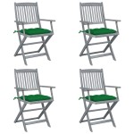 vidaXL Scaune pliabile exterior, cu perne, 4 buc., lemn masiv acacia vidaXL Scaune pliabile exterior, cu perne, 4 buc., lemn masiv acacia
