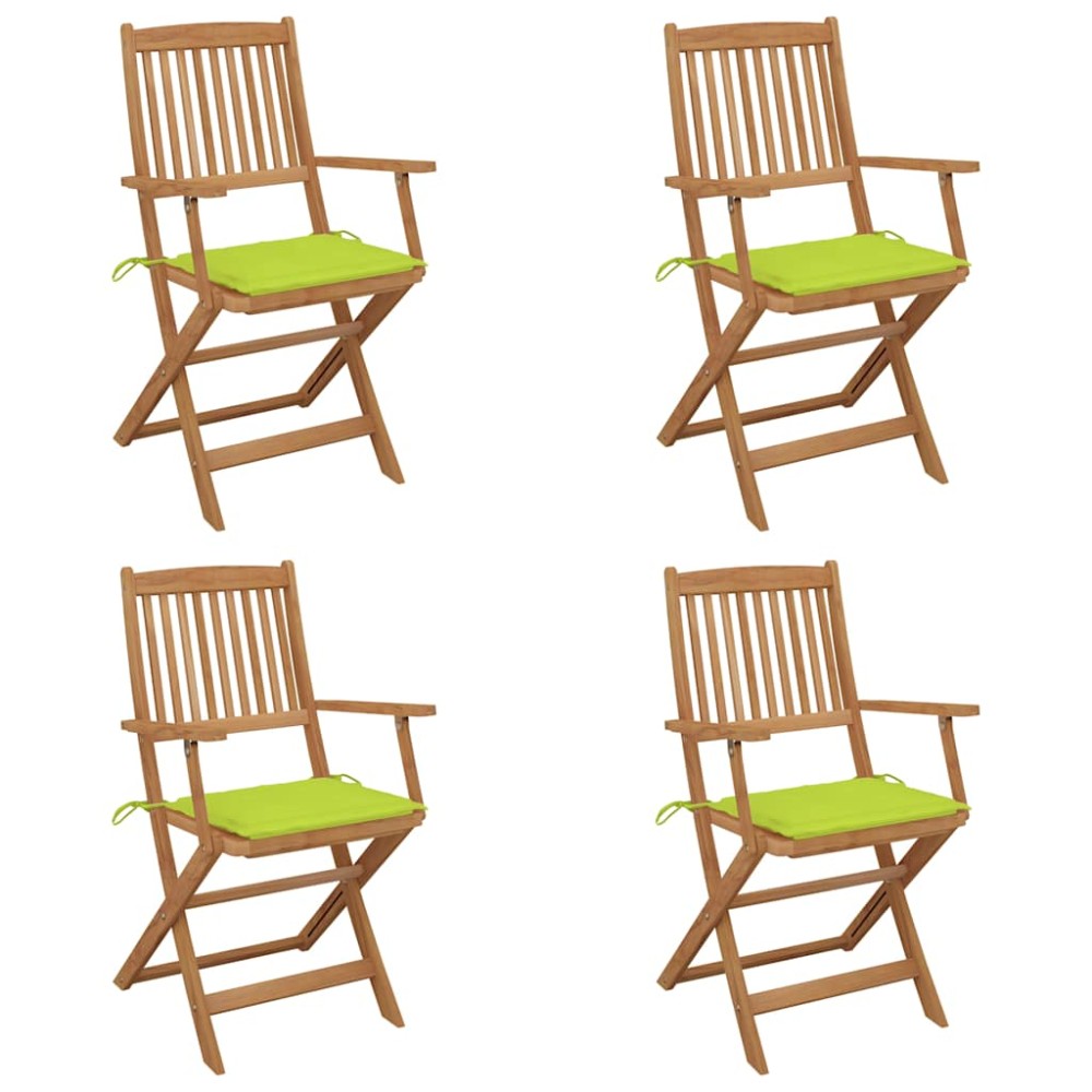 vidaXL Scaune grădină pliabile cu perne, 4 buc., lemn masiv de acacia