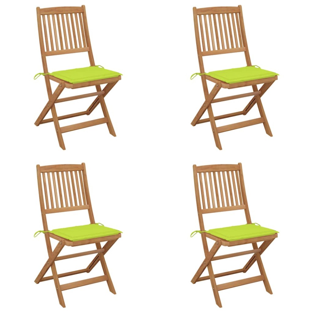 vidaXL Scaune grădină pliabile cu perne, 4 buc., lemn masiv de acacia
