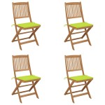vidaXL Scaune grădină pliabile cu perne, 4 buc., lemn masiv de acacia