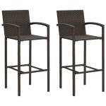 vidaXL Set bar exterior cu cotieră, 3 piese, maro, poliratan