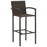 vidaXL Set bar exterior cu cotieră, 3 piese, maro, poliratan