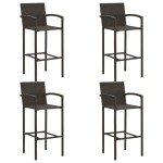 vidaXL Set bar exterior cu cotieră, 5 piese, maro, poliratan
