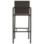 vidaXL Set bar exterior cu cotieră, 5 piese, maro, poliratan
