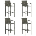vidaXL Set bar exterior cu cotieră, 5 piese, gri, poliratan