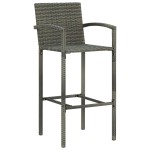 vidaXL Set bar exterior cu cotieră, 5 piese, gri, poliratan