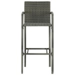 vidaXL Set bar exterior cu cotieră, 5 piese, gri, poliratan