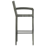 vidaXL Set bar exterior cu cotieră, 5 piese, gri, poliratan