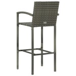 vidaXL Set bar exterior cu cotieră, 5 piese, gri, poliratan