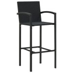 vidaXL Set bar exterior cu cotieră, 5 piese, negru, poliratan