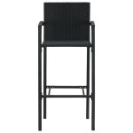 vidaXL Set bar exterior cu cotieră, 5 piese, negru, poliratan