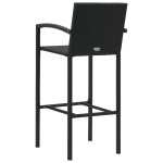 vidaXL Set bar exterior cu cotieră, 5 piese, negru, poliratan