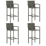 vidaXL Set bar exterior cu cotieră, 5 piese, gri, poliratan