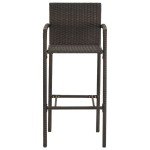 vidaXL Set bar exterior cu cotieră, 7 piese, maro, poliratan