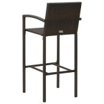 vidaXL Set bar exterior cu cotieră, 7 piese, maro, poliratan