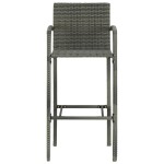 vidaXL Set bar exterior cu cotieră, 7 piese, gri, poliratan