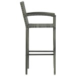 vidaXL Set bar exterior cu cotieră, 7 piese, gri, poliratan
