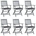 vidaXL Scaune pliante de exterior cu perne 6 buc. lemn masiv de acacia vidaXL Scaune pliante de exterior cu perne 6 buc. lemn masiv de acacia