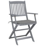 vidaXL Scaune pliante de exterior cu perne 6 buc. lemn masiv de acacia vidaXL Scaune pliante de exterior cu perne 6 buc. lemn masiv de acacia