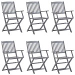 vidaXL Scaune pliante de exterior cu perne 6 buc. lemn masiv de acacia vidaXL Scaune pliante de exterior cu perne 6 buc. lemn masiv de acacia