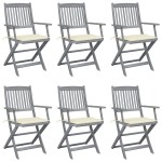 vidaXL Scaune pliante de exterior cu perne 6 buc. lemn masiv de acacia vidaXL Scaune pliante de exterior cu perne 6 buc. lemn masiv de acacia
