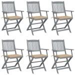 vidaXL Scaune pliante de exterior cu perne 6 buc. lemn masiv de acacia vidaXL Scaune pliante de exterior cu perne 6 buc. lemn masiv de acacia