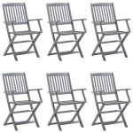 vidaXL Scaune pliante de exterior cu perne 6 buc. lemn masiv de acacia vidaXL Scaune pliante de exterior cu perne 6 buc. lemn masiv de acacia