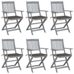 vidaXL Scaune pliante de exterior cu perne 6 buc. lemn masiv de acacia vidaXL Scaune pliante de exterior cu perne 6 buc. lemn masiv de acacia