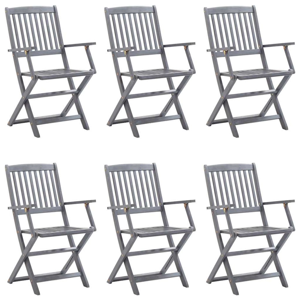 vidaXL Scaune pliante de exterior cu perne 6 buc. lemn masiv de acacia