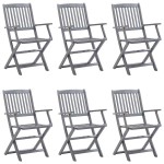vidaXL Scaune pliante de exterior cu perne 6 buc. lemn masiv de acacia vidaXL Scaune pliante de exterior cu perne 6 buc. lemn masiv de acacia