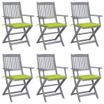 vidaXL Scaune pliante de exterior cu perne 6 buc. lemn masiv de acacia vidaXL Scaune pliante de exterior cu perne 6 buc. lemn masiv de acacia