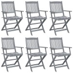 vidaXL Scaune pliante de exterior cu perne 6 buc. lemn masiv de acacia vidaXL Scaune pliante de exterior cu perne 6 buc. lemn masiv de acacia