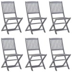 vidaXL Scaune pliante de exterior cu perne 6 buc. lemn masiv de acacia vidaXL Scaune pliante de exterior cu perne 6 buc. lemn masiv de acacia