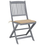 vidaXL Scaune pliante de exterior cu perne 6 buc. lemn masiv de acacia vidaXL Scaune pliante de exterior cu perne 6 buc. lemn masiv de acacia