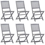 vidaXL Scaune pliante de exterior cu perne 6 buc. lemn masiv de acacia vidaXL Scaune pliante de exterior cu perne 6 buc. lemn masiv de acacia