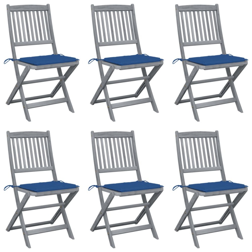 vidaXL Scaune pliante de exterior cu perne 6 buc. lemn masiv de acacia