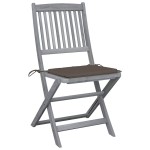 vidaXL Scaune pliante de exterior cu perne 6 buc. lemn masiv de acacia vidaXL Scaune pliante de exterior cu perne 6 buc. lemn masiv de acacia