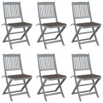 vidaXL Scaune pliante de exterior cu perne 6 buc. lemn masiv de acacia vidaXL Scaune pliante de exterior cu perne 6 buc. lemn masiv de acacia