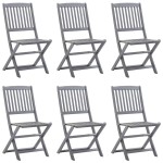 vidaXL Scaune pliante de exterior cu perne 6 buc. lemn masiv de acacia vidaXL Scaune pliante de exterior cu perne 6 buc. lemn masiv de acacia