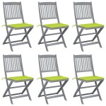 vidaXL Scaune pliante de exterior cu perne 6 buc. lemn masiv de acacia vidaXL Scaune pliante de exterior cu perne 6 buc. lemn masiv de acacia