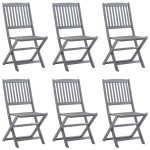 vidaXL Scaune pliante de exterior cu perne 6 buc. lemn masiv de acacia vidaXL Scaune pliante de exterior cu perne 6 buc. lemn masiv de acacia