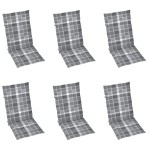 vidaXL Scaune de grădină cu perne, 6 buc, gri, carouri, lemn masiv tec vidaXL Scaune de grădină cu perne, 6 buc, gri, carouri, lemn masiv tec