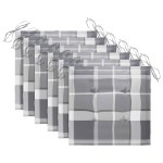 vidaXL Scaune de grădină cu perne gri carouri, 6 buc., lemn masiv tec vidaXL Scaune de grădină cu perne gri carouri, 6 buc., lemn masiv tec
