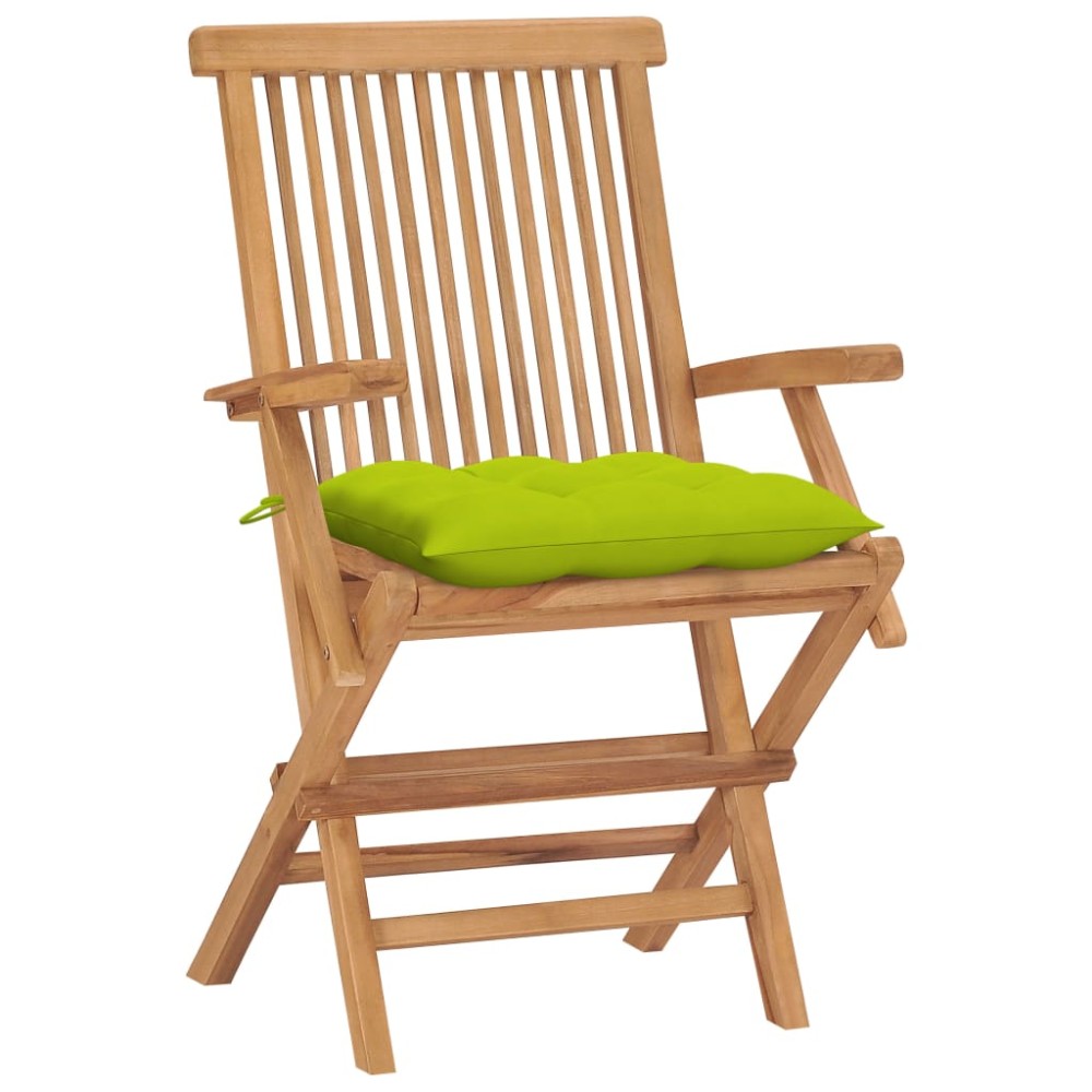 vidaXL Scaune grădină cu perne, 4 buc., verde, lemn masiv tec