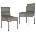 vidaXL Set mobilier de grădină, 3 piese, gri, poliratan